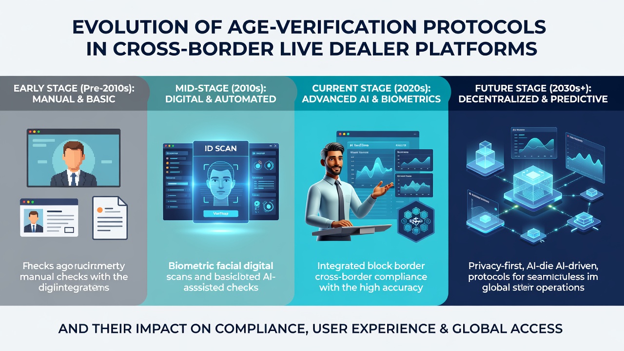 Infographic illustrating how cross-border age verification affects live dealer account approval times across different regions