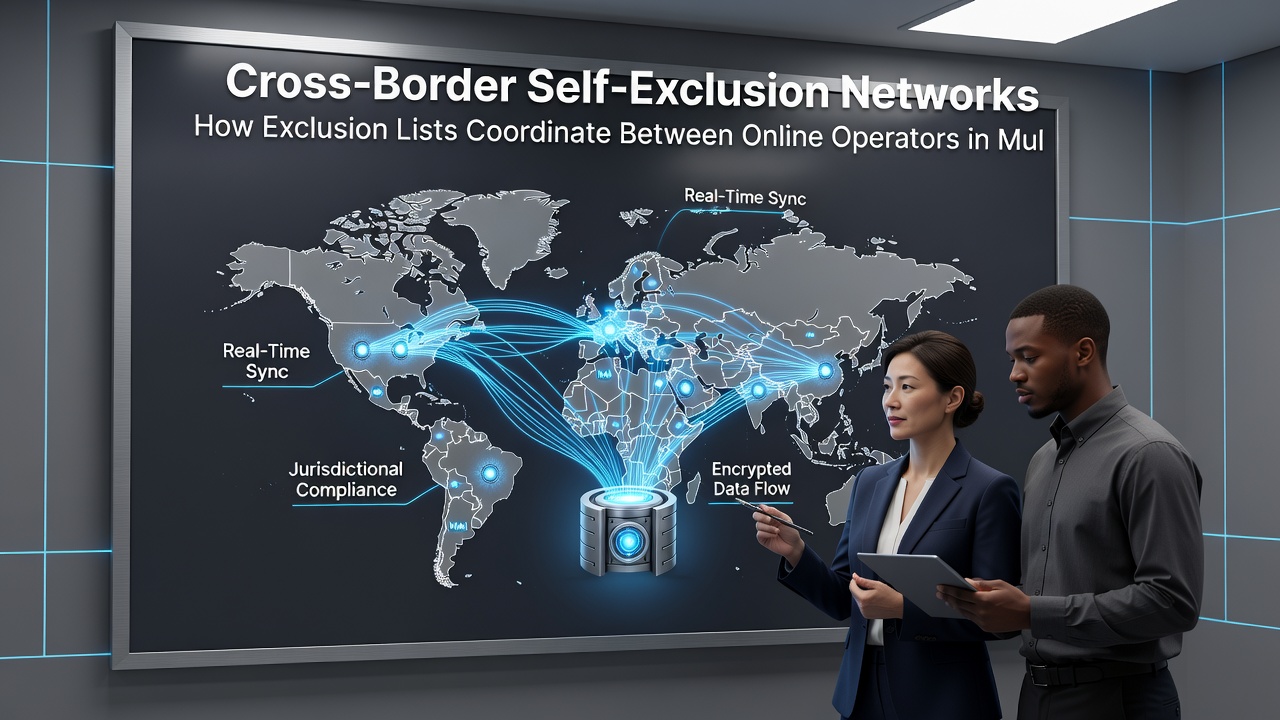 Map highlighting connected regions participating in cross-border self-exclusion data sharing networks