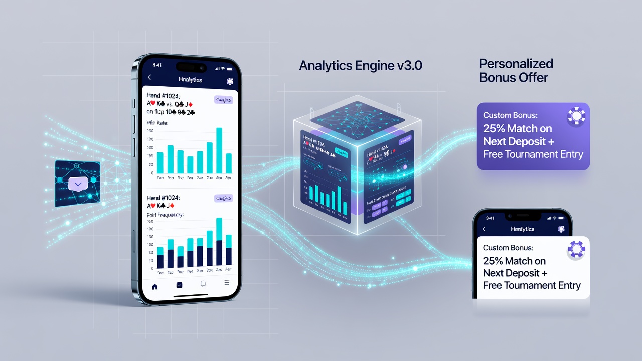 Dashboard view showing poker player segmentation and linked bonus personalization rules in a mobile app backend