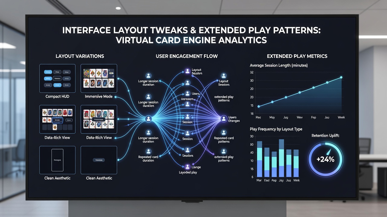 Data visualization of play session lengths before and after interface changes in virtual card games